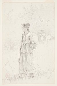 Young Woman Carrying a Basket by Winslow Homer