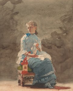 Young Woman Sewing by Winslow Homer
