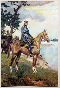 Equestrian portrait of Marechal Jozef (Joseph) Klemens Pilsudski (1867-1935) on his favorite horse Kasztanka by Wojciech Kossak