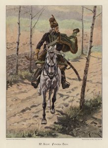 Polish Hussar (colour litho) by Wojciech Kossak