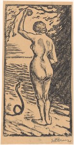 Eve and the Serpent by Wolbartus Brouwer (signed by artist)