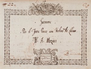 Frontispiece of Sonata for Fortepiano and Violin by Mozart by Wolfgang Amadeus Mozart
