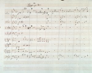 Page of musical score of Symphony No. 8 in D major, by Mozart