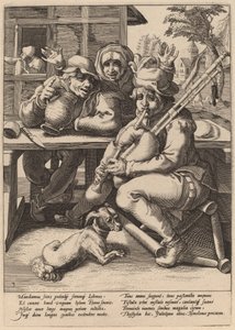 The Bagpipe Must Be Filled by Workshop of Hendrick Goltzius, after Karel van Mander I
