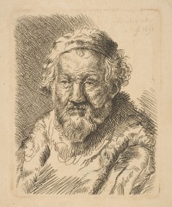 Bust of an Old Man in a Coat and Fur Collar by Workshop of Rembrandt