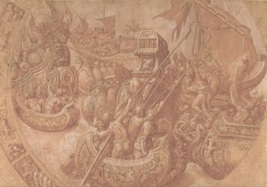 The Sea Battle in the Gulf of Morbihan by Workshop of Taddeo Zuccaro.