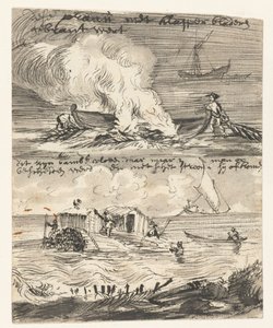 Sketches of a Prau and Two Bamboo Rafts (Travel Sketches Made in India) by Wouter Schouten
