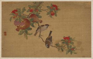 Birds, Fruit, and Flowers, Qing dynasty, 1741 by Wu Zhang