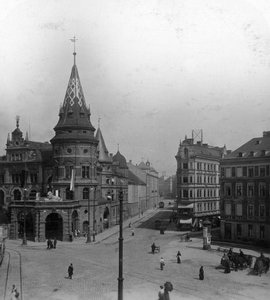 Löwenbräu Keller and Stiglmaierplatz, Munich, Germany, c1900s by Wurthle and Sons