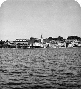 The lakefront at Gmunden, Salzkammergut, Austria, c1900s by Wurthle and Sons