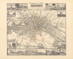 Historical Map of Berlin, Published by Verlag von Gebrueder Rocca, Berlin 1838