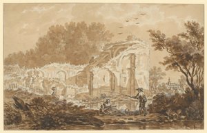 Angler with Wife and Child by a Ruin by Wybrand Hendriks