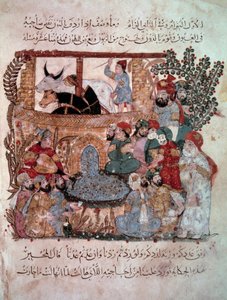 The wandering navigator Abu-Zayd in front of his listeners from the 