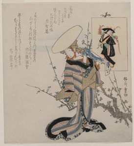 Woman by a Plum Tree Matched with the Wisteria Maiden (from a series of women compared to figures from Otsu paintings)
