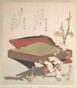Plum Blossoms and Cake-Box by Yashima Gakutei