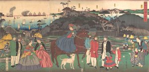 Foreigners Visiting the Famous Site of Mt. Gongen in Kanagawa by Yoshikazu