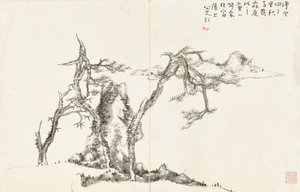 Landscapes and Flowers, album of six leaves by Zhu da Bada Shanren