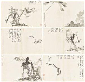 Landscapes and Flowers, Album of Six Leaves by Zhu da Bada Shanren