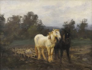 Horses with Harrow, Early 20th Century by Zigmas Petravičius