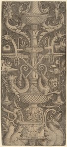 Ornament Panel with Dragons, Masks, and Instruments of War, c. 1505