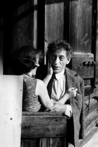 Alberto Giacometti in His Home-Workshop, with His Wife Annette Arm (b/w Photo)