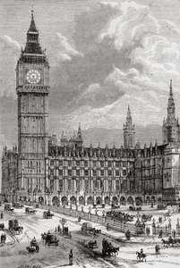Big Ben and the Houses of Parliament, London, England, Seen Here in the 19th Century by . .