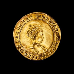English hammered gold half sovereign coin by Hippolyte Lalaise Devéria