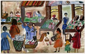 Food Market in France, ca 1950 by . .