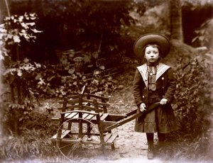 Girl with Cart in a Garden, Early Twentieth Century