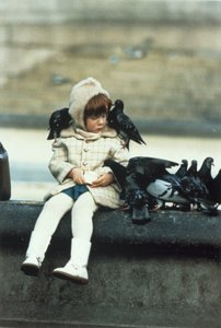 Little Girl with Pigeons by Frederick (attr. to) Barnard