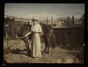 Madaline Bradbury and Chiketa, Santa Barbara, c. 1915 by Frederick (attr. to) Barnard