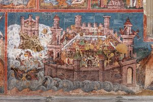 Moldovita Monastery. The Church. Exterior. South. Left Part. Mural Painting by . .