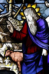 Museum of the Milan Cathedral. Stained glass window. Creation of the animals (God The Father). 16th century. Italy. by . .