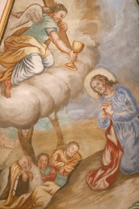 Jesus praying in the garden of Gethsemane after the Last Supper, while the disciples sleep (Notre Dame de l