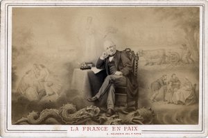 Paris Commune: France in Peace Portrait of Louis Adolphe Thiers (1797-1877) Sitting on the Dragon Probable Symbol of the Commune by Frederick (attr. to) Barnard