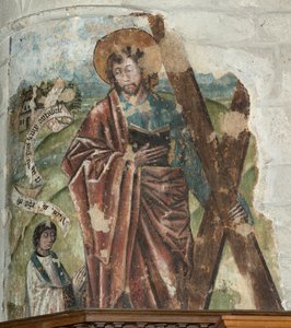 Parish church (Parochiekerk Onze-Lieve-Vrouw). Interior. The choir. Wall painting. by . .