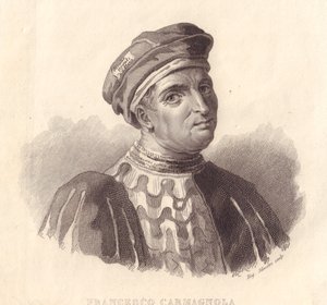 Portrait of Italian military leader Francesco da Bussone also known as Carmagnola, copper engraving by E Silvestri by William Walcutt