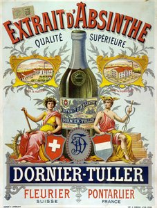Advertisement for DOrnier Tuller Absinthe, Chromolithograph 1890