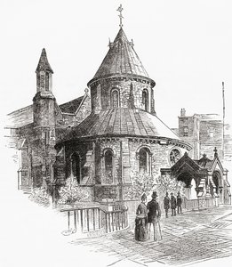 The Temple Church, London, England, seen here in the 19th century.