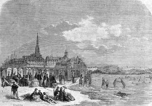 View of bathers on the beach of Saint Malo