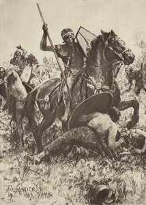 Auxiliary Cavalry Attacking German Tribesmen by after Amedee Forestier
