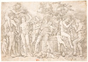 Bacchanal by the Wine Barrel by after Andrea Mantegna