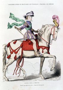 Louis XIII on horseback from an engraving of 1615 by after Chevignard