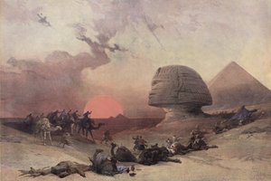 The Pyramid of Cheops and the Sphinx, near Giza, Egypt