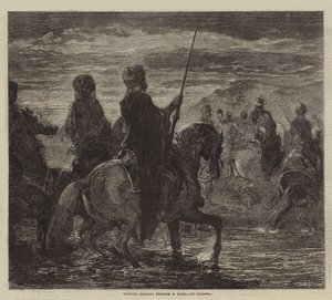 Turkish Cavalry fording a River by after Edmond Morin