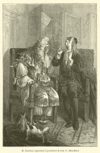 Mr. Jourdain Learning to Pronounce the Letter U, Moliere by after Emile Antoine Bayard