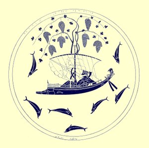 Dionysus at Sea, illustration from Greek Vase Paintings by J. E. Harrison and D. S. MacColl, published 1894