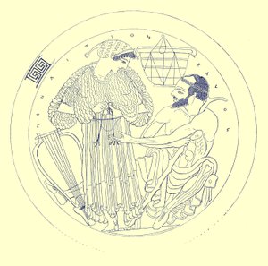 Interior of Cylix by Euphronios, illustration from Greek Vase Paintings by J. E. Harrison and D. S. MacColl, published 1894