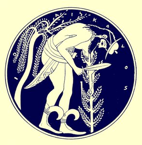 Woodman at Work, illustration from Greek Vase Paintings by J. E. Harrison and D. S. MacColl, published 1894