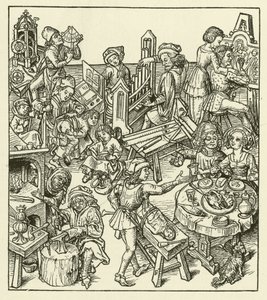 Bourgeois life in the Middle Ages by after German School